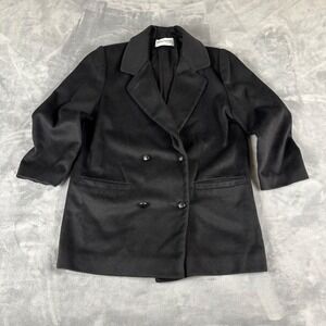 FORECASTER Womens Black Double Breasted Blazer Coat 3/4 Sleeve Made in USA